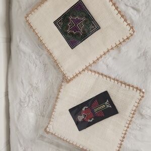 1970's (2) Royal Project Foundation decorative boho Cross Stitch pot holders